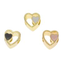 Zinklegierung Herz Perlen, Messing, goldfarben plattiert, Emaille & großes Loch, keine, 13x13x8mm, Bohrung:ca. 4mm, verkauft von PC