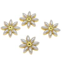 Acrylic Cabochon Setting, with ABS Plastic Pearl, Flower, gold color plated Approx 3mm 