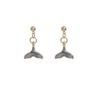 Brass Drop Earring, with Plastic Pearl, Mermaid tail, 14K gold plated & for woman & enamel 