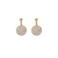 Cubic Zirconia Micro Pave Brass Earring, sterling silver post pin, plated, micro pave cubic zirconia & for woman 