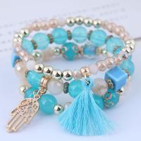 Acrylic Zinc Alloy Bracelets, with Cotton Thread & Acrylic, gold color plated, fashion jewelry & for woman Approx 6.7 Inch 