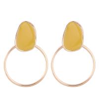 Enamel Zinc Alloy Drop Earring, gold color plated, for woman & hollow 