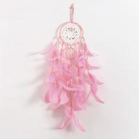 Fashion Dream Catcher, Iron, with Feather & PU Leather, handmade pink 