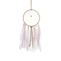 Fashion Dream Catcher, Iron, with Feather & Wood, handmade white 