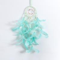 Fashion Dream Catcher, Iron, with Velveteen & Feather, handmade skyblue 