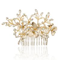 Decorative Hair Combs, Zinc Alloy, plated, for woman & with rhinestone 