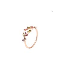 Zinc Alloy Cuff Finger Ring, plated, for woman & with rhinestone 15mm, US Ring .5 