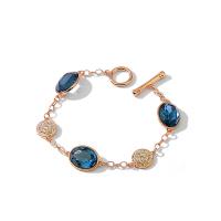 alliage de zinc bracelet, avec Cristal autrichien & zircon cubique, Placage de couleur d'or, bijoux de mode & pour femme & facettes, plus de couleurs à choisir, 183*15mm Vendu par sac