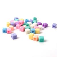 Acrylic Alphabet Beads, Cube, injection moulding, Mini & cute & letters are from A to Z & DIY, mixed colors, 7*6mm 