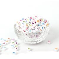 Acrylic Alphabet Beads, Flat Round, injection moulding, Mini & cute & letters are from A to Z & DIY, white, 7*3mm 