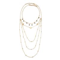 Zinc Alloy Choker Necklace, gold color plated, 2 pieces & oval chain & ball chain & for woman & enamel 