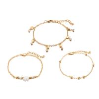 Zinc Alloy Anklet, with Resin, gold color plated, three pieces & oval chain & for woman & with rhinestone, 3mm,40mm,15mm Approx 7.5 Inch, Approx 7.8 Inch, Approx 8.2 Inch 