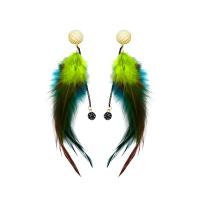 Zinc Alloy Drop Earring, with Feather, sterling silver post pin, Feather, plated, fashion jewelry & Bohemian style & for woman 