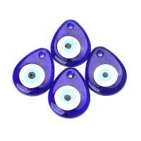 Glass Pendant, Teardrop, evil eye pattern & enamel, blue Approx 5mm 