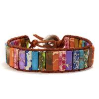Natural Stone Bracelet, with PU Leather & Zinc Alloy, handmade, folk style & Unisex, multi-colored, 16mm Approx 7.09-8.27 Inch 