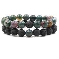Lava Bead Bracelet, with Indian Agate, Round, fashion jewelry & Unisex, 10mm Approx 7.87 Inch 