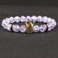 Amethyst Bracelet, with Brass, Crown, plated, fashion jewelry & Unisex & micro pave cubic zirconia 8mm Approx 7.48 Inch 