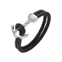 Stainless Steel Bracelet, with PU Leather, fashion jewelry & Unisex 