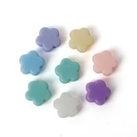 Solid Color Acrylic Beads, Flower, injection moulding, Mini & cute & DIY, mixed colors, 10*4mm 