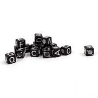 Acrylic Alphabet Beads, Alphabet Letter, stoving varnish, Mini & cute & DIY, black, 7*6mm 