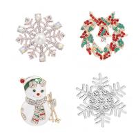 Zinklegierung Weihnachtsabzeichen, mit Kunststoff Perlen, plattiert, Weihnachts-Design & verschiedene Stile für Wahl & mit Strass, 2PCs/Tasche, verkauft von Tasche