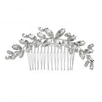 Zinc Alloy Decorative Hair Comb, silver color plated, fashion jewelry & for bridal & for woman & with rhinestone, 100*50mm 