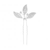 Zinc Alloy Hair Stick, with Plastic Pearl, Leaf, silver color plated, fashion jewelry & for bridal & for woman, 100*50mm 