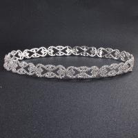 Zinc Alloy Hair Band, silver color plated, fashion jewelry & for bridal & for woman & with rhinestone 540mm 