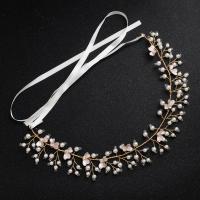Zinc Alloy Headband, with Plastic Pearl, plated, fashion jewelry & for bridal & for woman & with rhinestone, white, 300mm 
