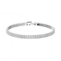 alliage de zinc bracelet, Placage de couleur argentée, bijoux de mode & pour femme & avec strass, 185*5mm, Vendu par PC