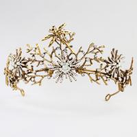 Zinc Alloy Hair Band, Flower, plated, for woman & with rhinestone 135*65mm 