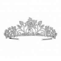 Zinc Alloy Tiaras, Crown, silver color plated, for woman & with rhinestone, 125*50mm 