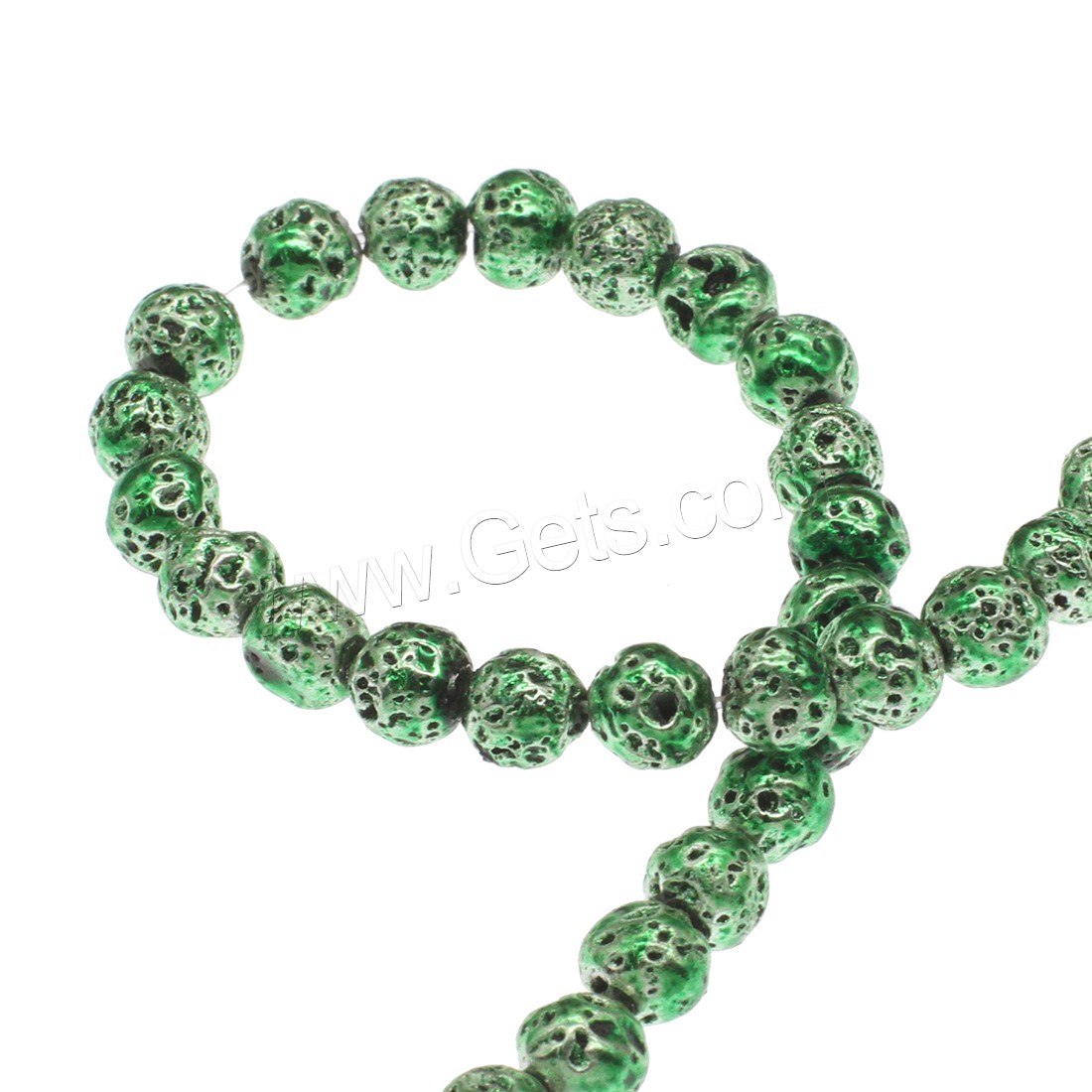 Natürliche Lava Perlen, rund, plattiert, verschiedene Größen vorhanden, keine, Bohrung:ca. 1mm, Länge:ca. 14.9 ZollInch, verkauft von Strang
