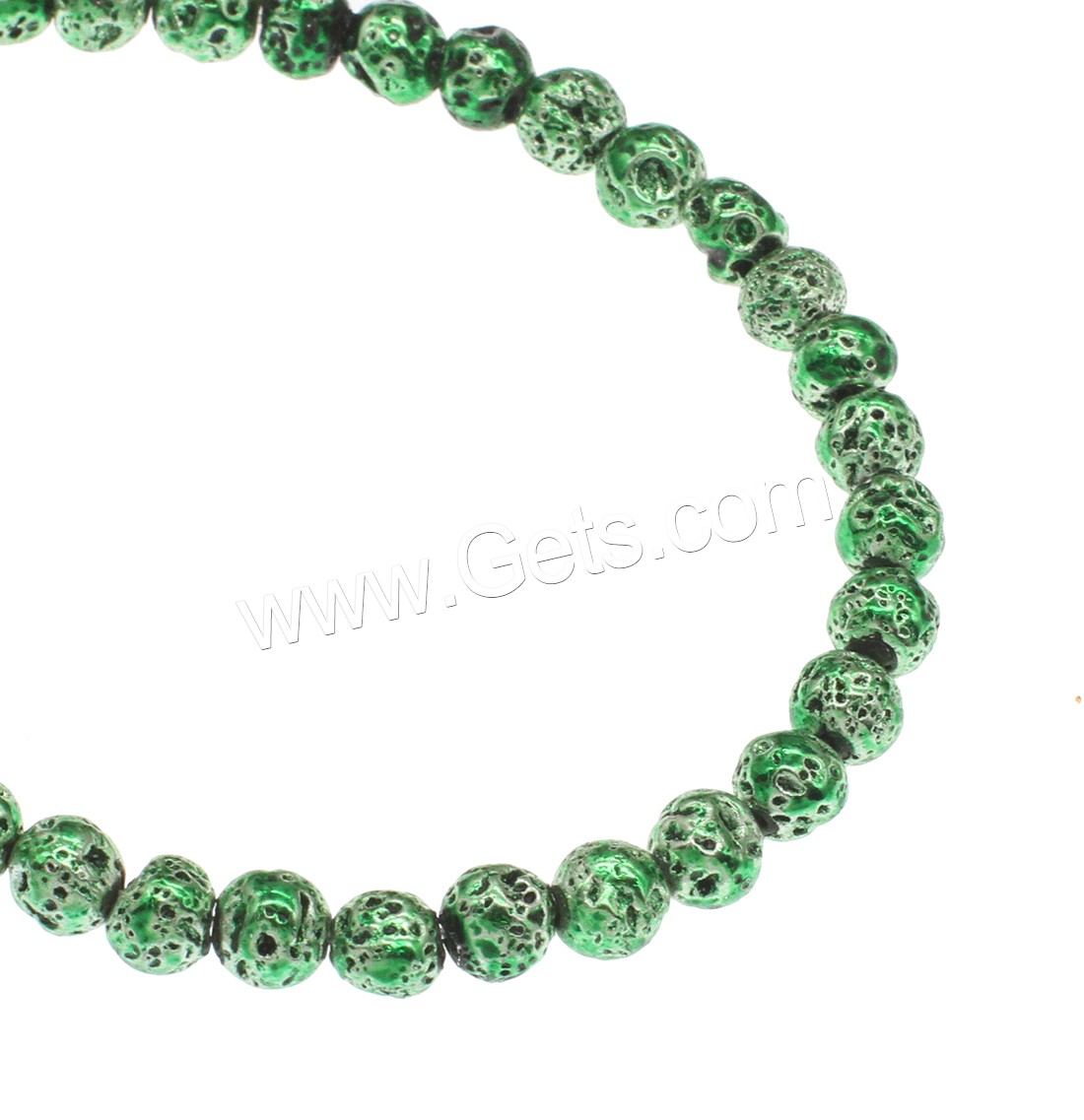 Natürliche Lava Perlen, rund, plattiert, verschiedene Größen vorhanden, keine, Bohrung:ca. 1mm, Länge:ca. 14.9 ZollInch, verkauft von Strang