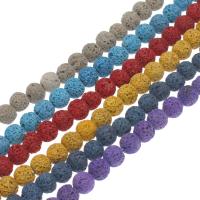 Natürliche Lava Perlen, rund, keine, 8-9mm, Bohrung:ca. 1mm, Länge:ca. 14.9 ZollInch, ca. 40PCs/Strang, verkauft von Strang