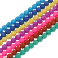 Natürliche Lava Perlen, rund, keine, 8mm, Bohrung:ca. 1mm, Länge:ca. 14.9 ZollInch, ca. 40PCs/Strang, verkauft von Strang