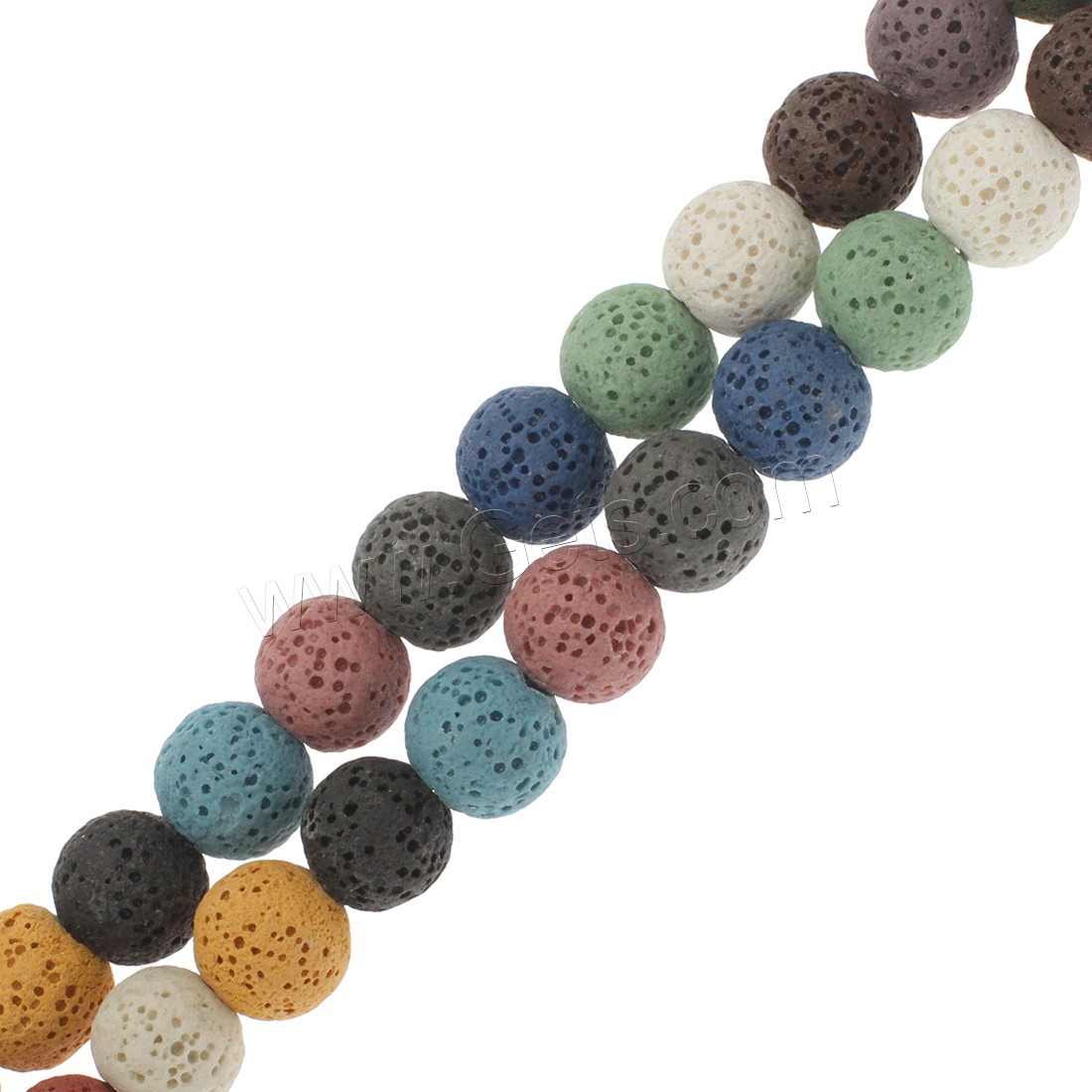 Perles de lave naturelle, lave volcanique, Rond, normes différentes pour le choix, multicolore, Trou:Environ 1mm, Longueur:Environ 14.9 pouce, Vendu par brin