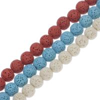 Natürliche Lava Perlen, rund, keine, 10mm, Bohrung:ca. 1mm, Länge:ca. 14.9 ZollInch, ca. 36PCs/Strang, verkauft von Strang