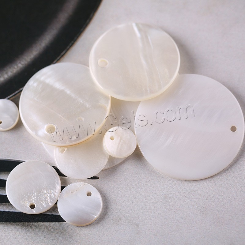 Weiße Muschel Anhänger, flache Runde, DIY & verschiedene Größen vorhanden, weiß, verkauft von PC