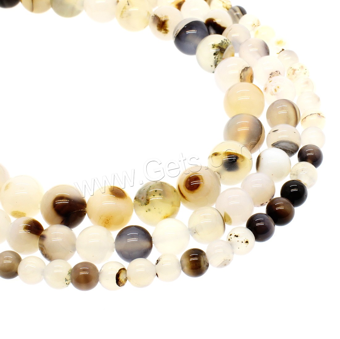 Natural Ocean Agate Beads, Round, DIY & different size for choice, Hole:Approx 1mm, Length:Approx 14.9 Inch, Sold By Strand