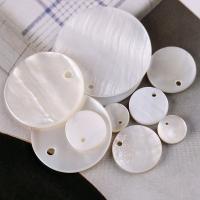 Белый оболочки подвески, Белая ракушка, Плоская круглая форма, DIY & разный размер для выбора, белый, продается PC