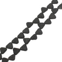 Natürliche Lava Perlen, Dreieck, schwarz, 14.5x13.5x4.5mm, Bohrung:ca. 1mm, Länge:ca. 14.9 ZollInch, ca. 26PCs/Strang, verkauft von Strang