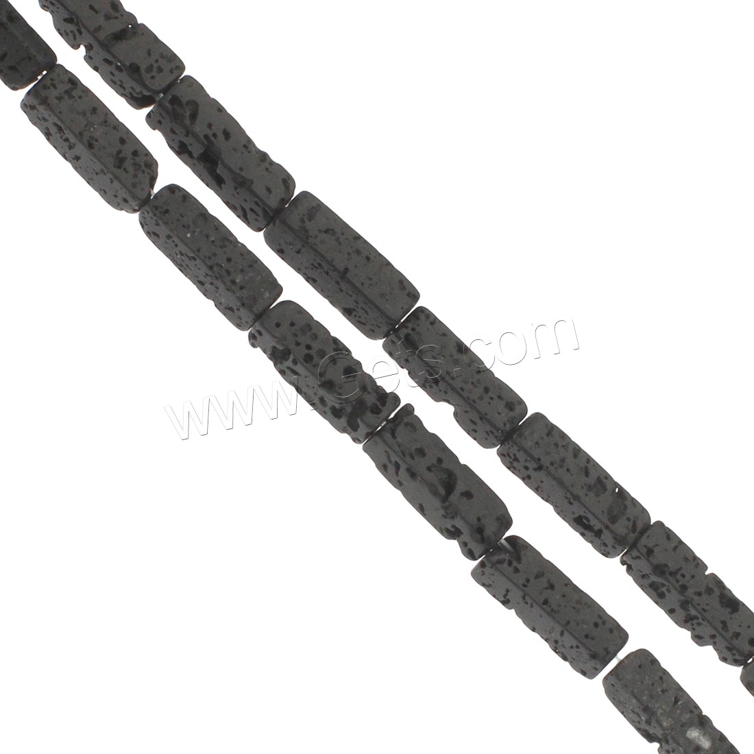 Abalorios de Lava, Rectángular, diverso tamaño para la opción, Negro, agujero:aproximado 1mm, longitud:aproximado 14.9 Inch, Vendido por Sarta