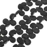 Natürliche Lava Perlen, Tropfen, schwarz, 18x13.5x5mm, Bohrung:ca. 1mm, Länge:ca. 14.9 ZollInch, verkauft von Strang