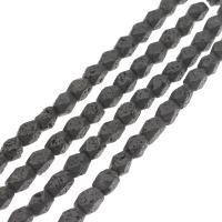 Natürliche Lava Perlen, facettierte, schwarz, 12x9x9mm, Bohrung:ca. 1mm, Länge:ca. 14.9 ZollInch, ca. 30PCs/Strang, verkauft von Strang