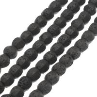 Natürliche Lava Perlen, schwarz, 14x12x12mm, Bohrung:ca. 1mm, Länge:ca. 14.9 ZollInch, ca. 25PCs/Strang, verkauft von Strang