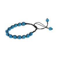 Gemstone Woven Ball Bracelets, Lava, with Nylon Cord, Round, Unisex & adjustable 4mm,10mm Approx 7.5 Inch 