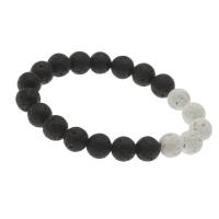 Lava Bead Bracelet, Round, fashion jewelry & Unisex, white and black, 10mm Approx 7.5 Inch 