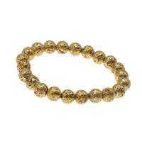 Lava Bead Bracelet, Round, gold color plated, fashion jewelry & Unisex, 8mm Approx 7.5 Inch 