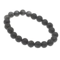 Lava Bead Bracelet, with Labradorite, Round, fashion jewelry & Unisex, black, 8mm Approx 7.5 Inch 